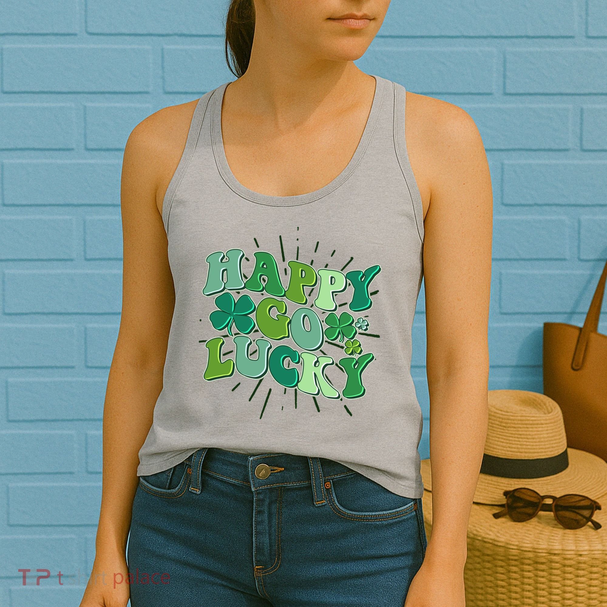 Cute Retro St Patrick's Day Happy Go Lucky Women's Tank Top