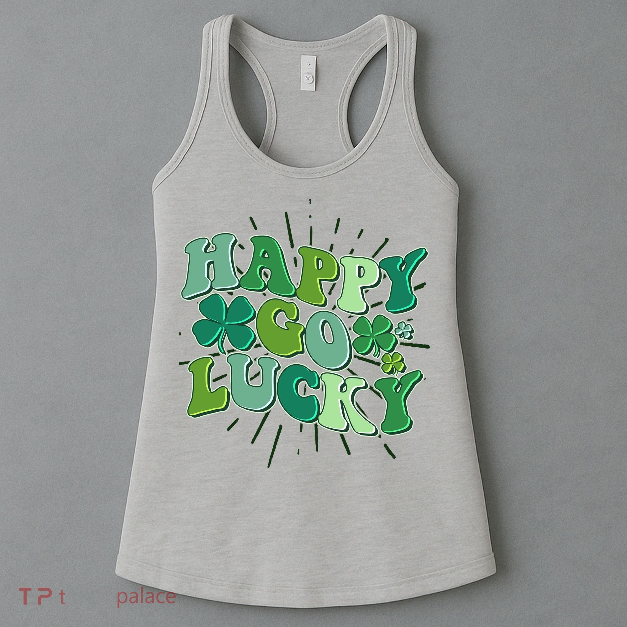 Cute Retro St Patrick's Day Happy Go Lucky Women's Tank Top