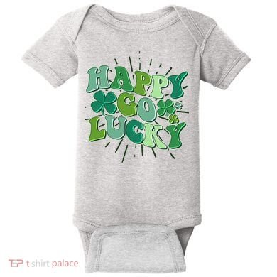 Cute Retro St Patrick's Day Happy Go Lucky Baby Bodysuit