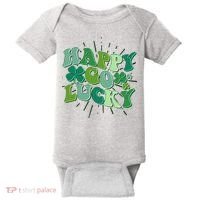 Cute Retro St Patrick's Day Happy Go Lucky Baby Bodysuit thumb 0