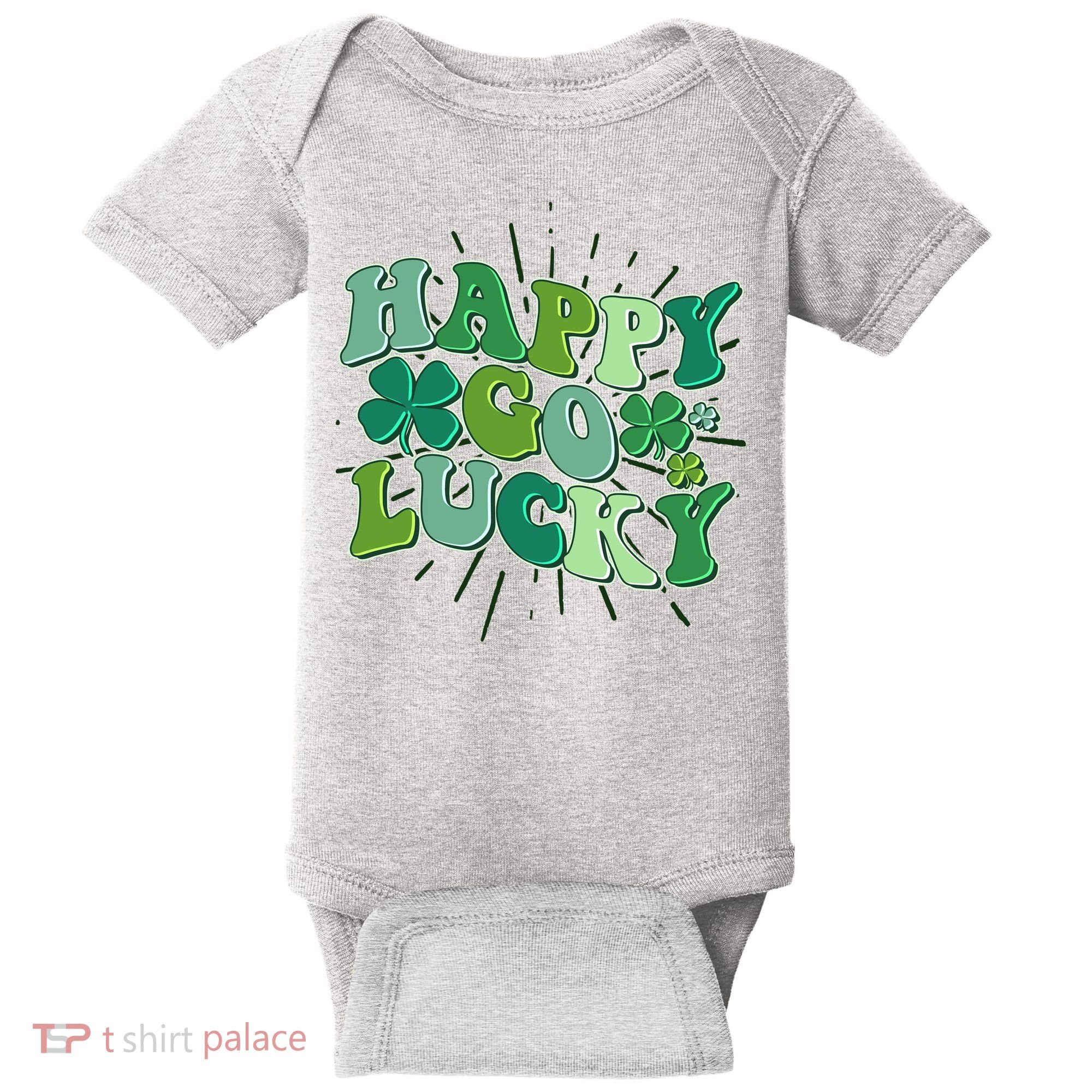 Cute Retro St Patrick's Day Happy Go Lucky Baby Bodysuit