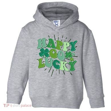 Cute Retro St Patrick's Day Happy Go Lucky Toddler Hoodie