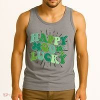 Cute Retro St Patrick's Day Happy Go Lucky Tank Top thumb 3