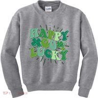 Cute Retro St Patrick's Day Happy Go Lucky Kids Sweatshirt thumb 0