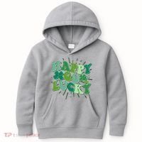 Cute Retro St Patrick's Day Happy Go Lucky Kids Hoodie thumb 0