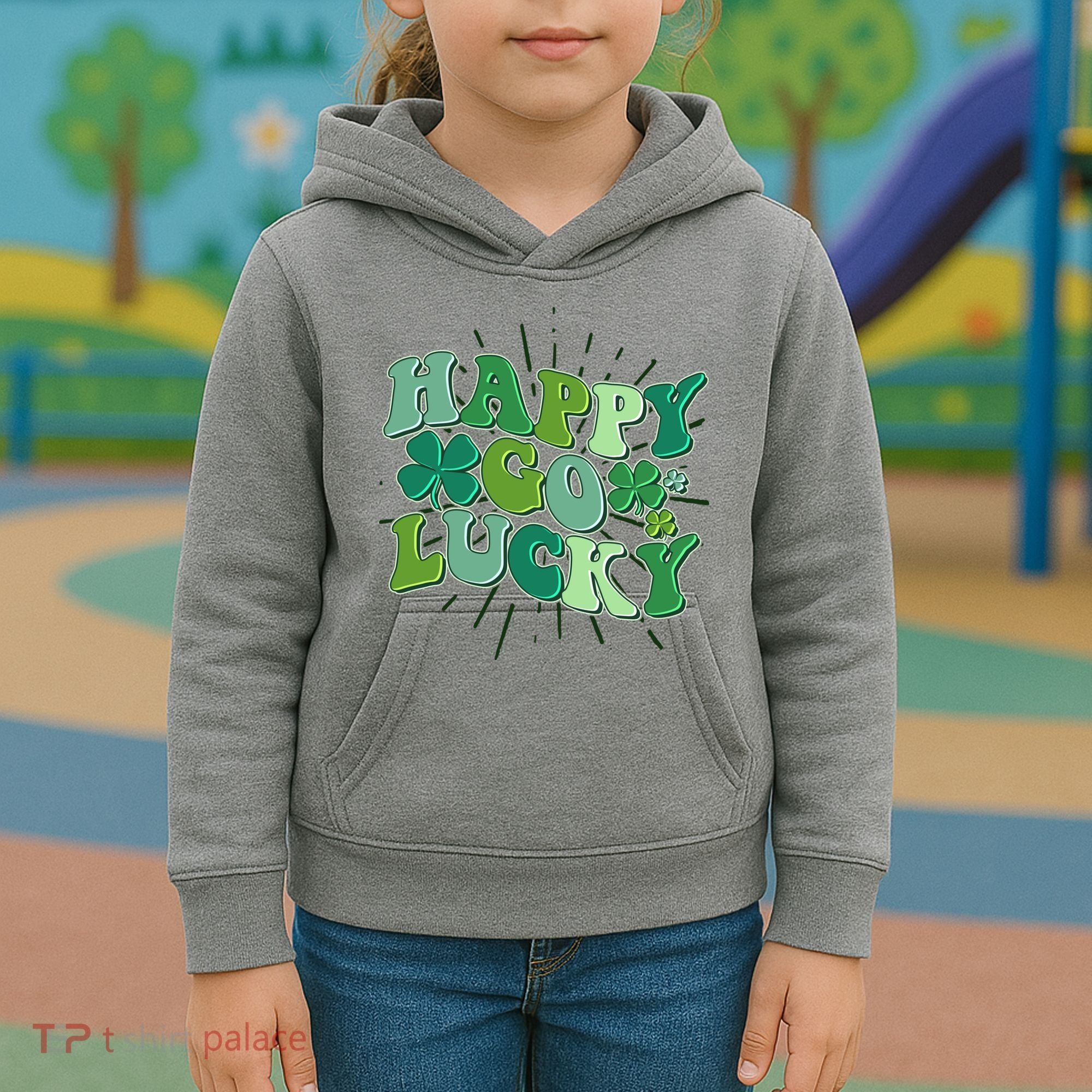 Cute Retro St Patrick's Day Happy Go Lucky Kids Hoodie