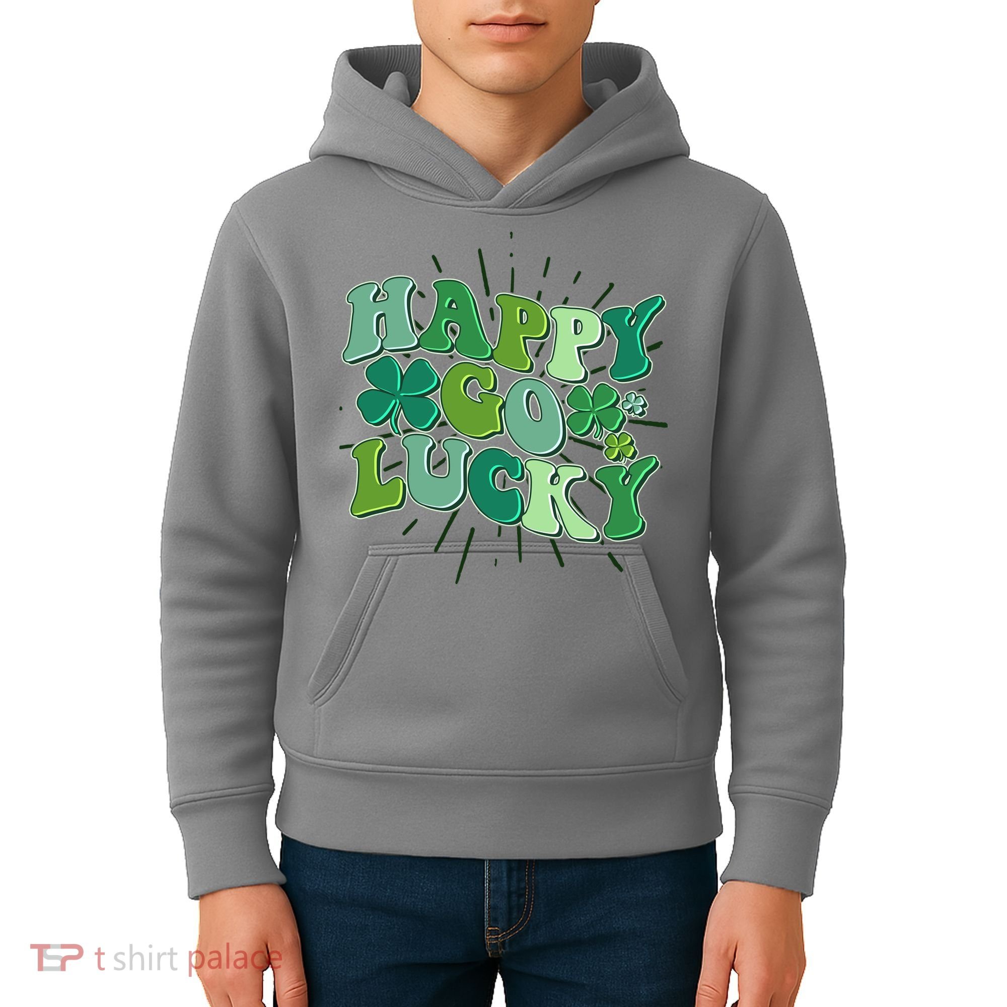 Cute Retro St Patrick's Day Happy Go Lucky Kids Hoodie