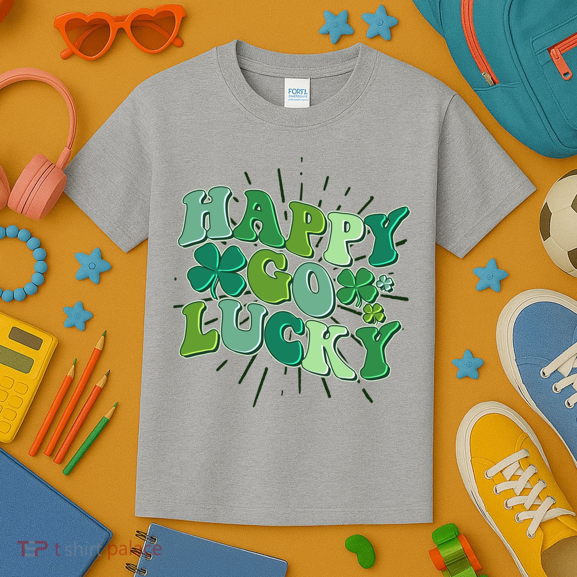 Cute Retro St Patrick's Day Happy Go Lucky Kids T-Shirt