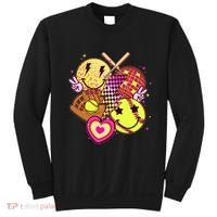 Cute Retro Softball Baseball Smiley Emoji Sweatshirt thumb 0