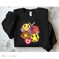 Cute Retro Softball Baseball Smiley Emoji Sweatshirt thumb 2
