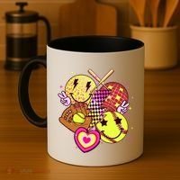 Cute Retro Softball Baseball Smiley Emoji Coffee Mug thumb 4