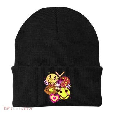 Cute Retro Softball Baseball Smiley Emoji Beanie