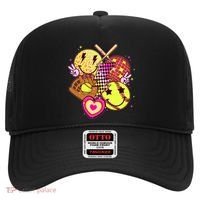 Cute Retro Softball Baseball Smiley Emoji Hat thumb 0