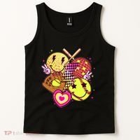 Cute Retro Softball Baseball Smiley Emoji Tank Top thumb 2