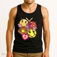 Cute Retro Softball Baseball Smiley Emoji Tank Top thumb 3