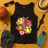 Cute Retro Softball Baseball Smiley Emoji Tank Top thumb 4