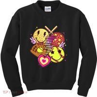 Cute Retro Softball Baseball Smiley Emoji Kids Sweatshirt thumb 0