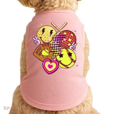 Cute Retro Softball Baseball Smiley Emoji Doggie Tank