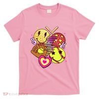 Cute Retro Softball Baseball Smiley Emoji T-Shirt thumb 0