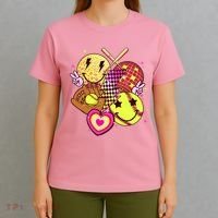 Cute Retro Softball Baseball Smiley Emoji T-Shirt thumb 4