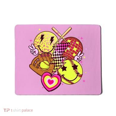Cute Retro Softball Baseball Smiley Emoji Mousepad