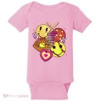 Cute Retro Softball Baseball Smiley Emoji Baby Bodysuit thumb 0