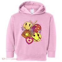 Cute Retro Softball Baseball Smiley Emoji Toddler Hoodie thumb 0