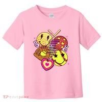 Cute Retro Softball Baseball Smiley Emoji Toddler T-Shirt thumb 0