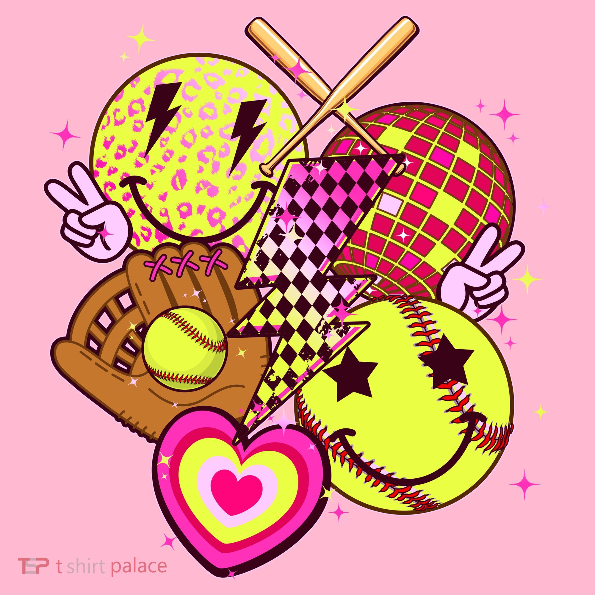 Cute Retro Softball Baseball Smiley Emoji Visor