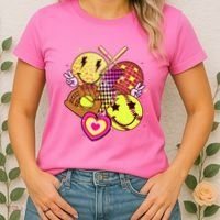 Cute Retro Softball Baseball Smiley Emoji Women's T-Shirt thumb 2