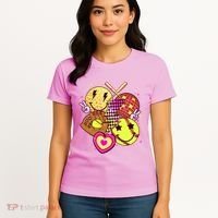 Cute Retro Softball Baseball Smiley Emoji Women's T-Shirt thumb 4