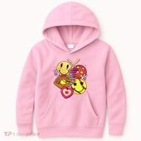 Cute Retro Softball Baseball Smiley Emoji Kids Hoodie thumb 0