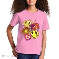 Cute Retro Softball Baseball Smiley Emoji Kids T-Shirt thumb 2