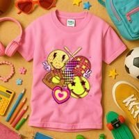 Cute Retro Softball Baseball Smiley Emoji Kids T-Shirt thumb 3