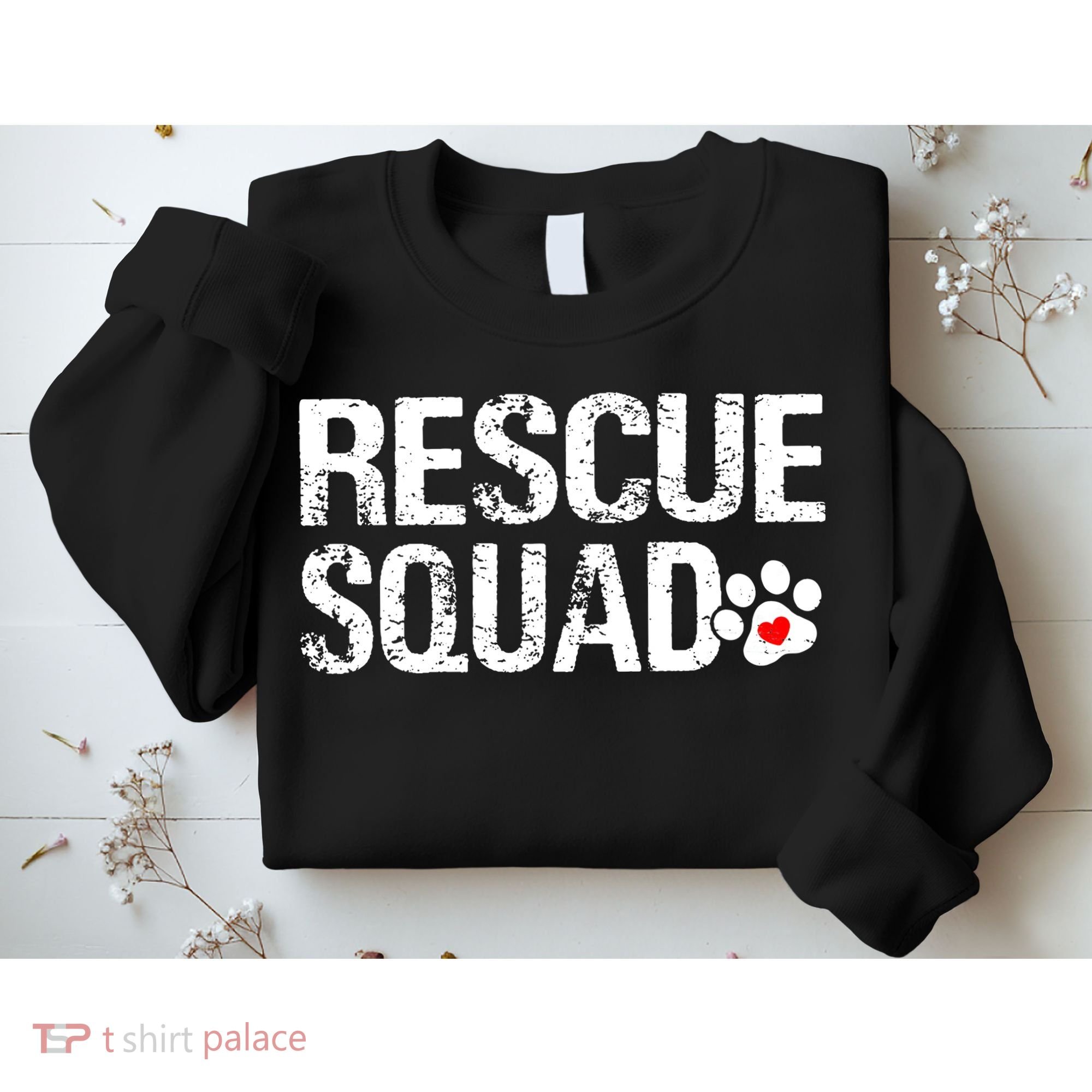 Cute Rescue Squad Distressed Animals Dog Cat Paw Heart Sweatshirt