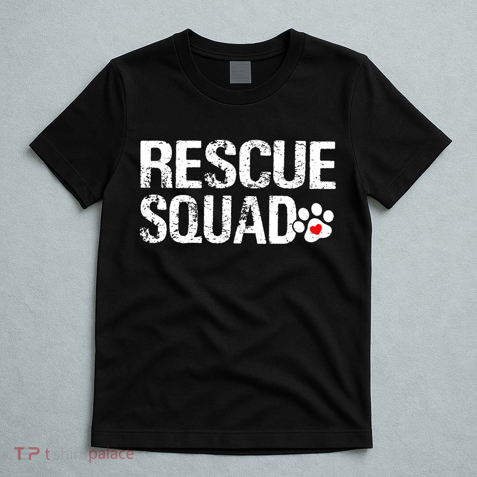 Cute Rescue Squad Distressed Animals Dog Cat Paw Heart T-Shirt