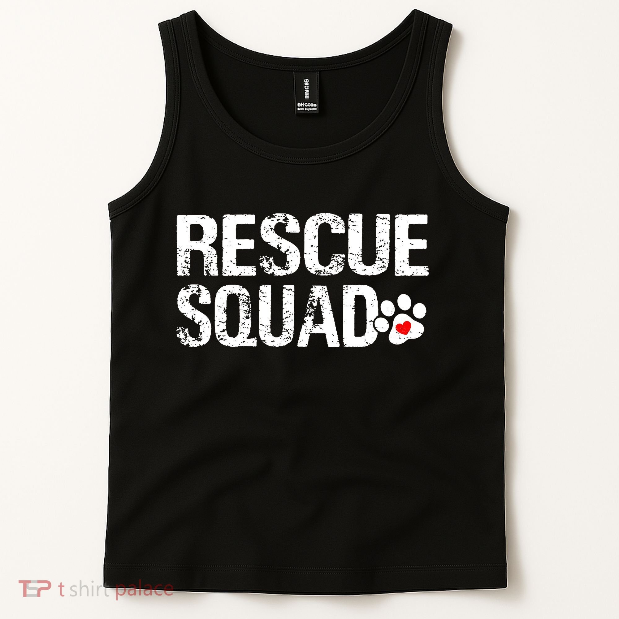 Cute Rescue Squad Distressed Animals Dog Cat Paw Heart Tank Top