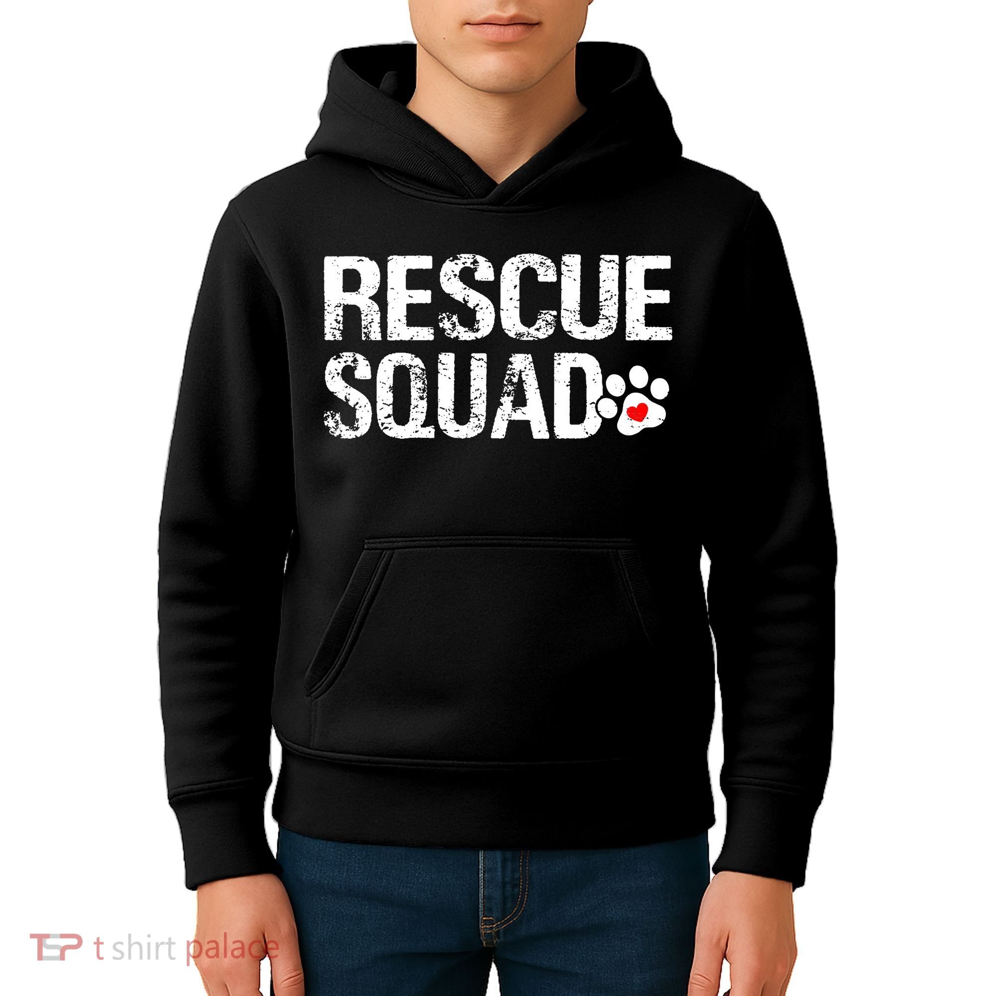 Cute Rescue Squad Distressed Animals Dog Cat Paw Heart Kids Hoodie