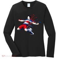Costa Rica Soccer Player Rican National Flag Women's Long Sleeve Shirt thumb 0