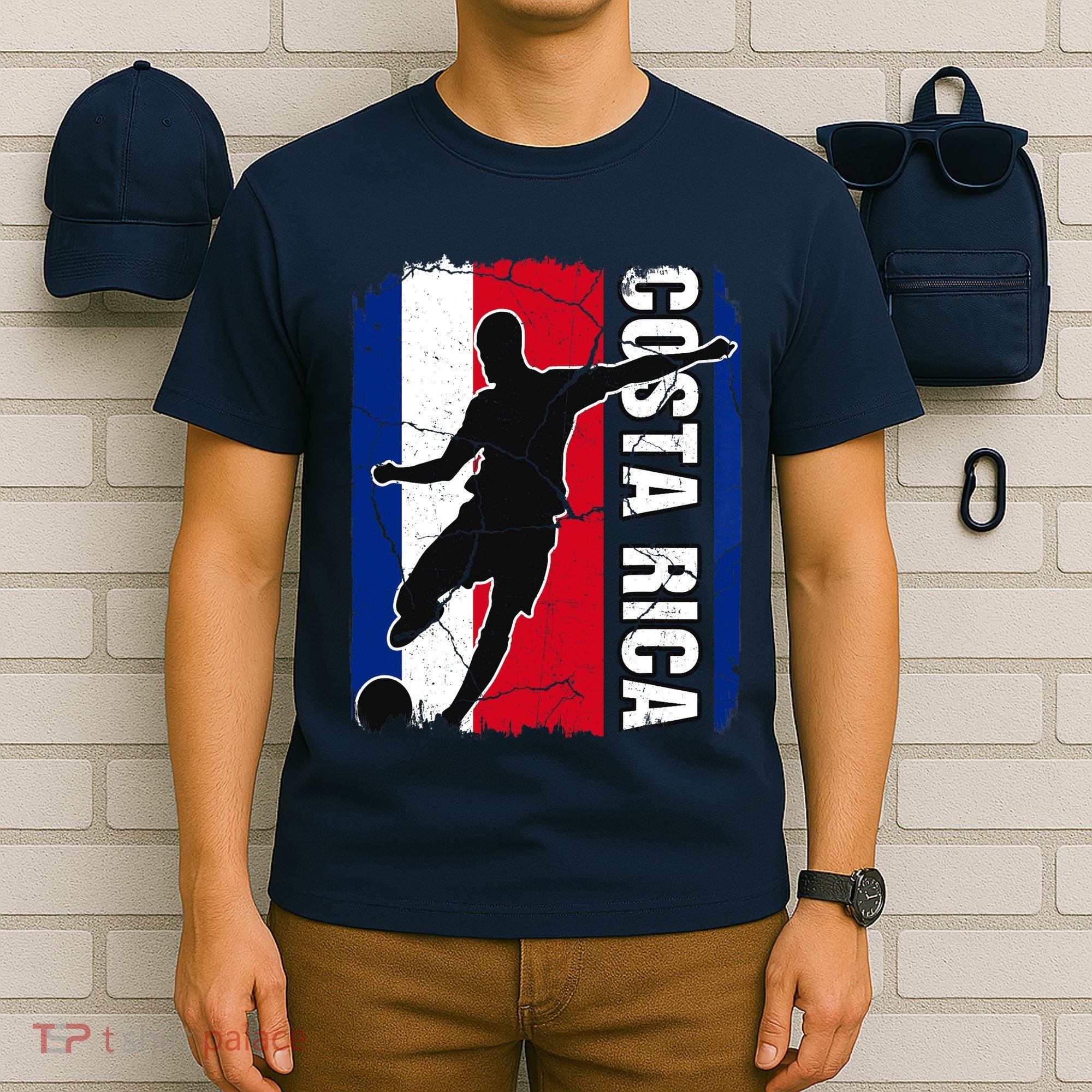 Costa Rican Soccer Team Costa Rica Flag Jersey Football Fans T-Shirt
