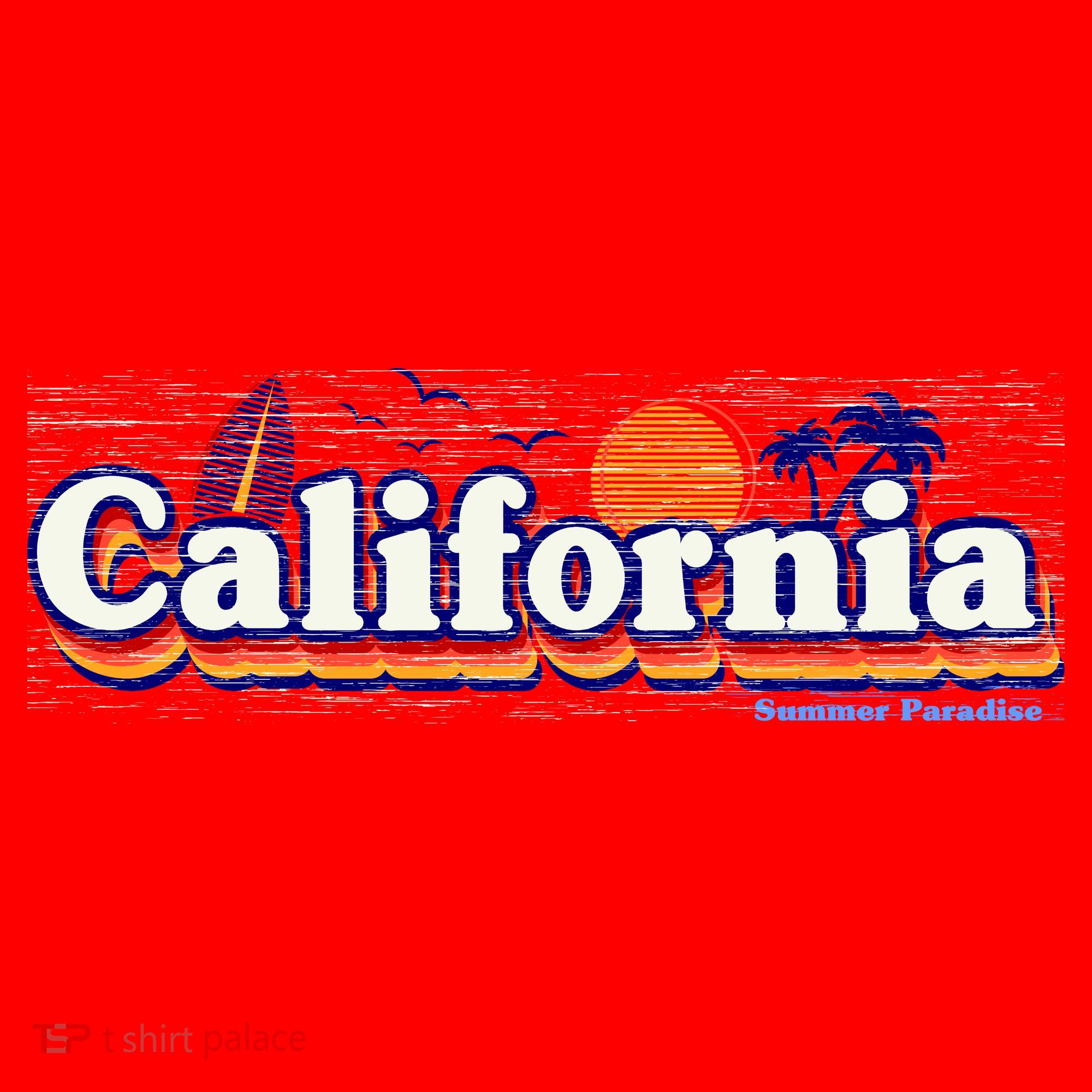 California Retro Summer Paradise Santa Hat