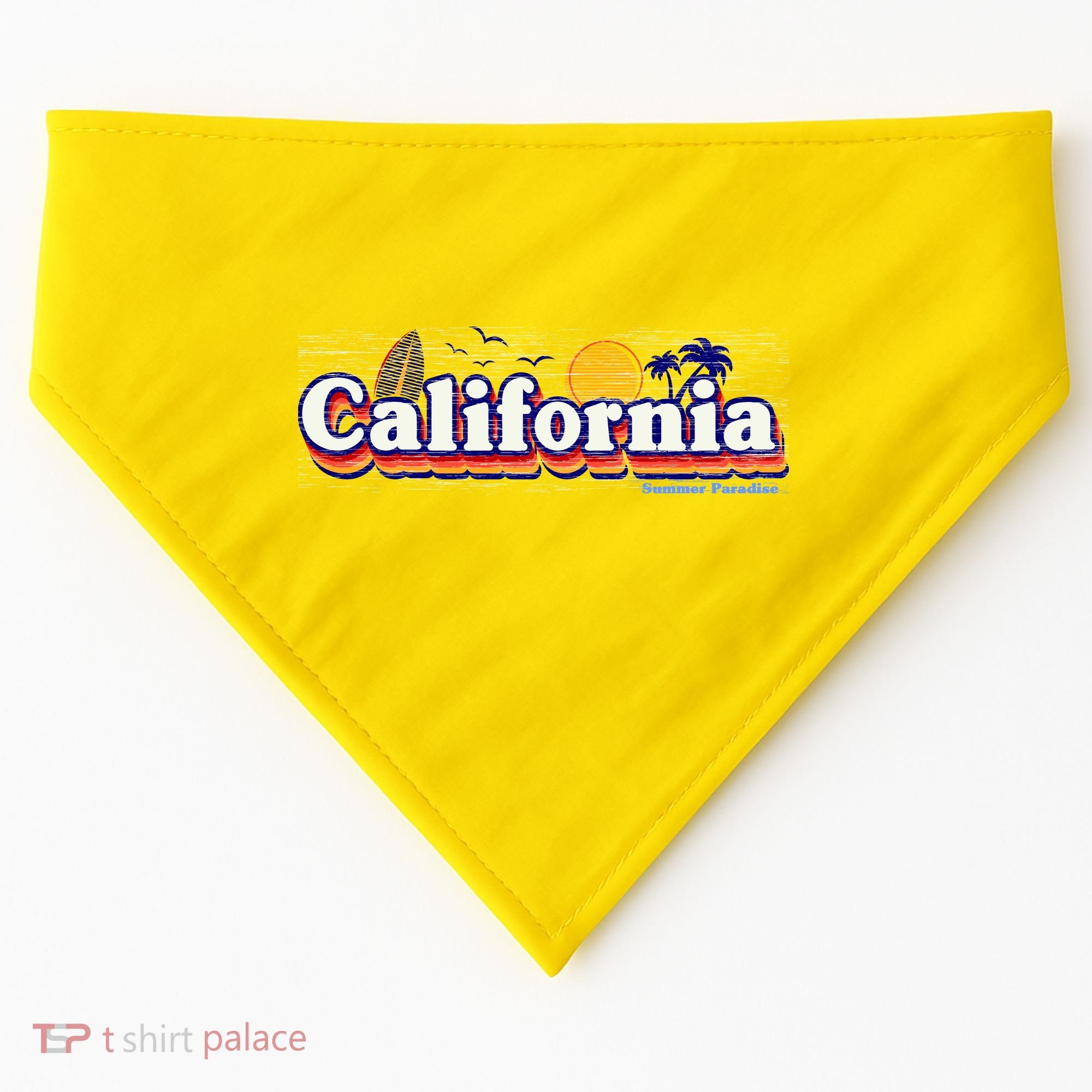California Retro Summer Paradise USA-Made Doggie Bandana