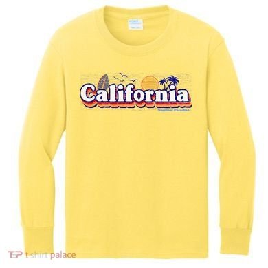 California Retro Summer Paradise Kids Long Sleeve Shirt