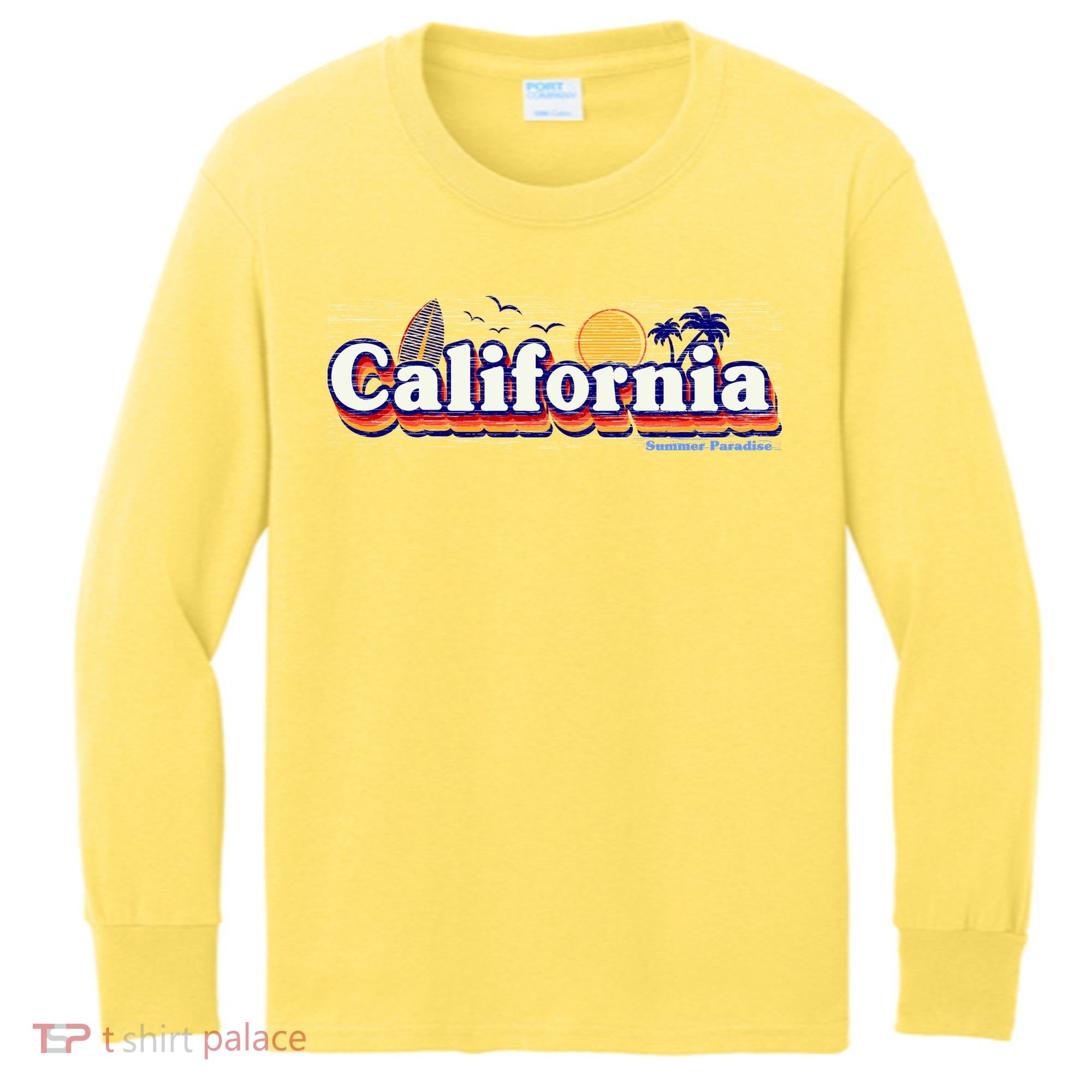California Retro Summer Paradise Kids Long Sleeve Shirt