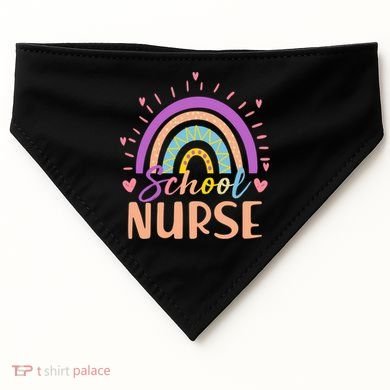 Cute Rainbow School Nurse USA-Made Doggie Bandana