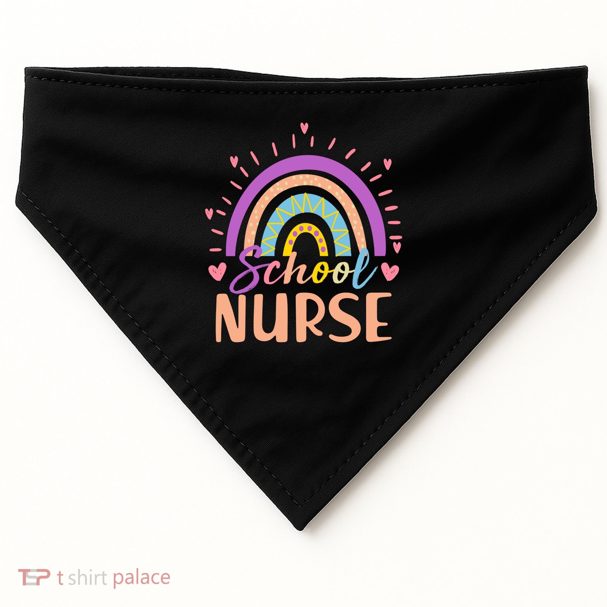 Cute Rainbow School Nurse USA-Made Doggie Bandana