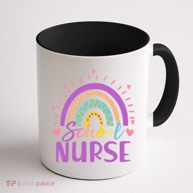 Cute Rainbow School Nurse Coffee Mug back