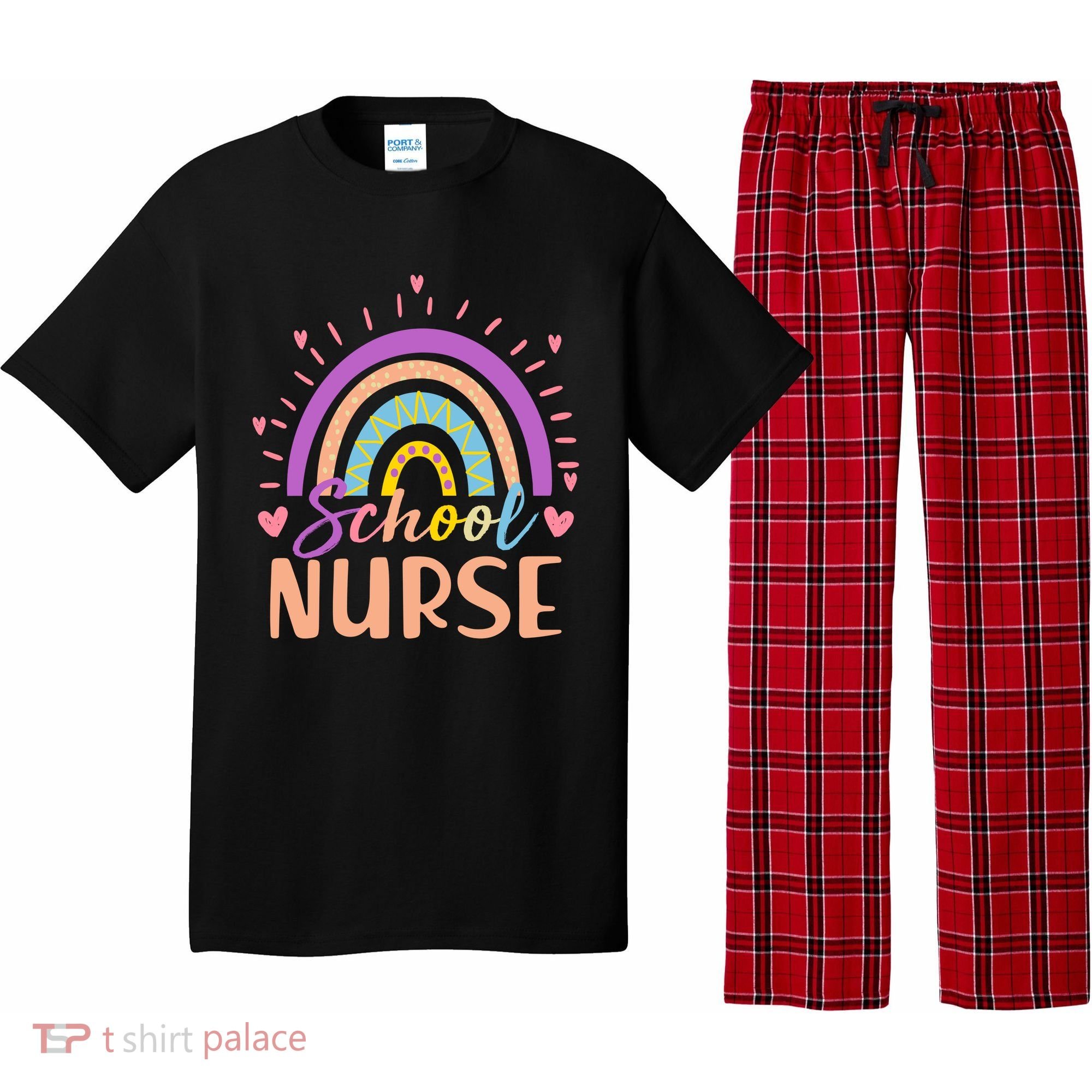 Cute Rainbow School Nurse Pajama Set