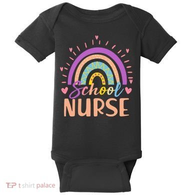 Cute Rainbow School Nurse Baby Bodysuit