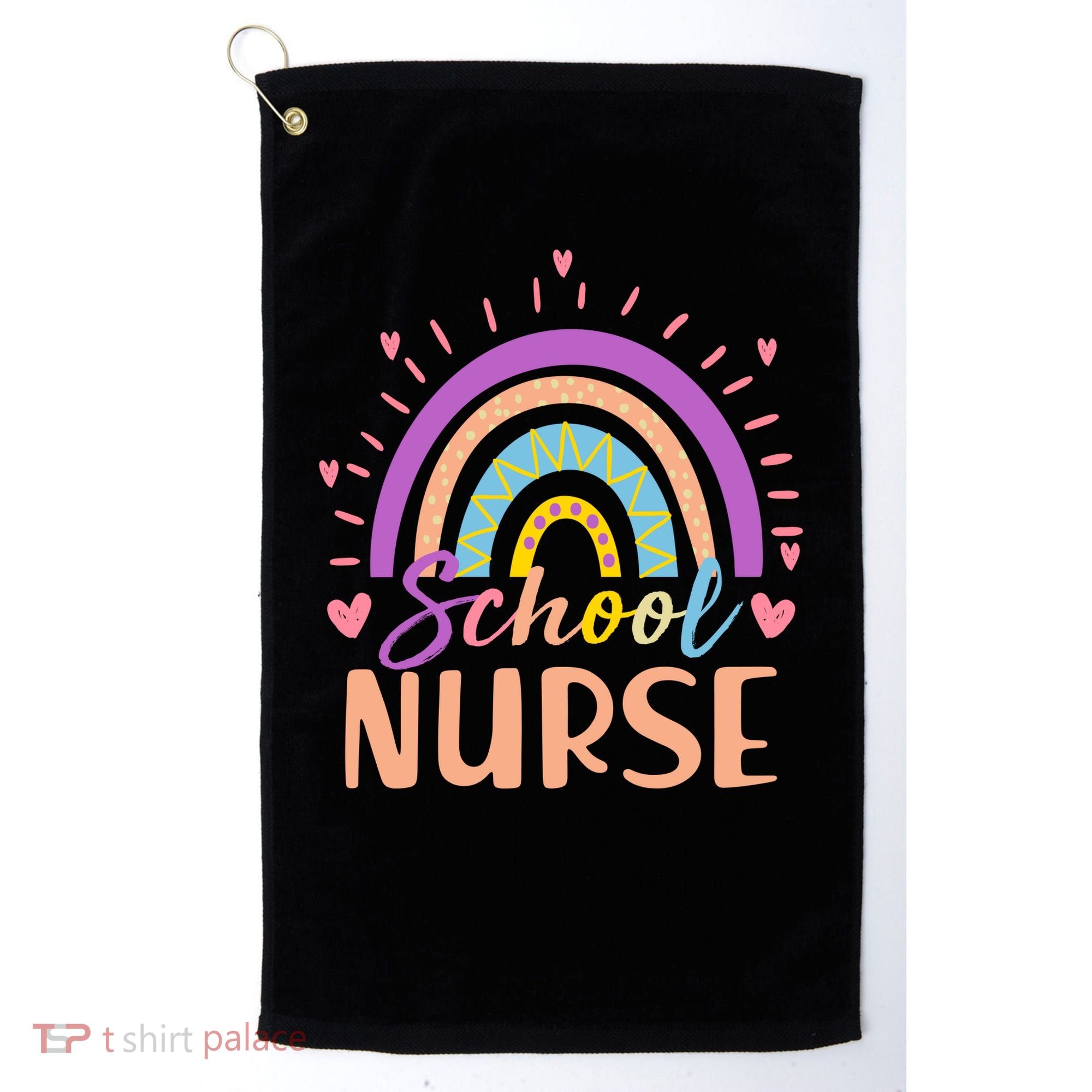 Cute Rainbow School Nurse Golf Towel